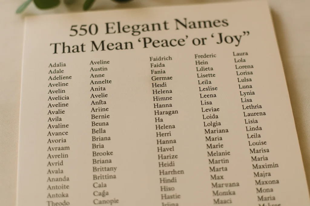 550 Elegant Names That Mean Peace or Joy 550 Elegant Names That Mean Peace or Joy